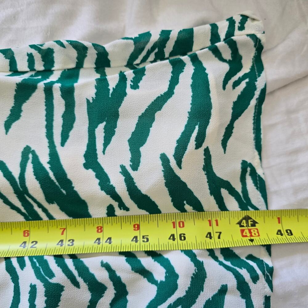 Reformation Bran Milkmaid Midi Dress Size 12 Kelly Green White Zebra Print - Picture 10 of 10